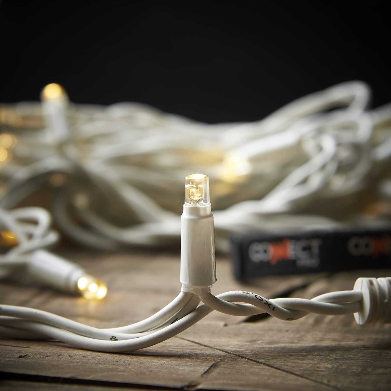20m Rubber Warm White LED Fairy Lights - White Cable
