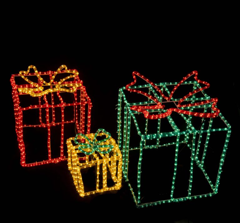 3 x 3D Rope Light Gift Boxes