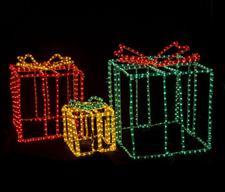 3 x 3D Rope Light Gift Boxes