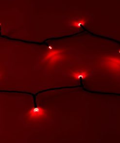 20m Rubber Red LED Fairy Lights - Black Cable