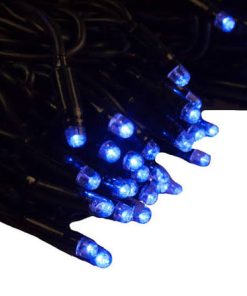 20m Rubber Blue LED Fairy Lights - Black Cable