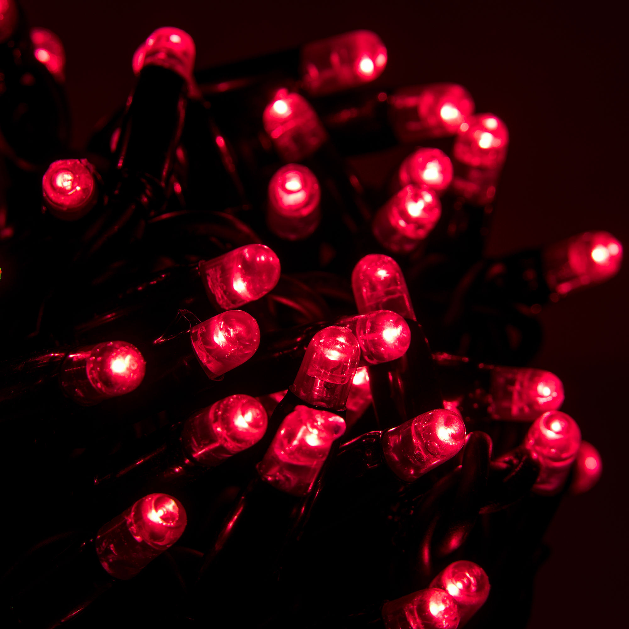 20m Rubber Red LED Fairy Lights